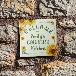 Sunflowers Country Kitchen Name Tile