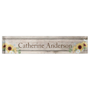 Sunflowers Country Western Desk Name Plate