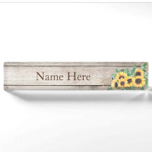 Sunflowers Country Western Desk Name Plate