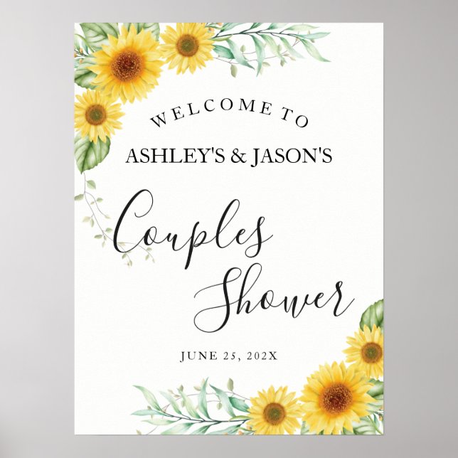 Sunflowers Couples Shower welcome sign (Front)