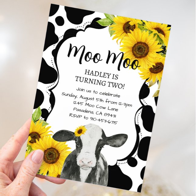 Sunflowers Cow Farm Birthday Invitation (Creator Uploaded)