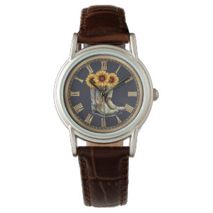 Sunflowers & Cowboy Boots Watch