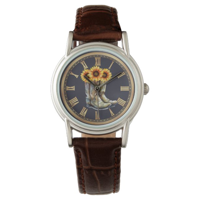 Sunflowers & Cowboy Boots Watch (Front)