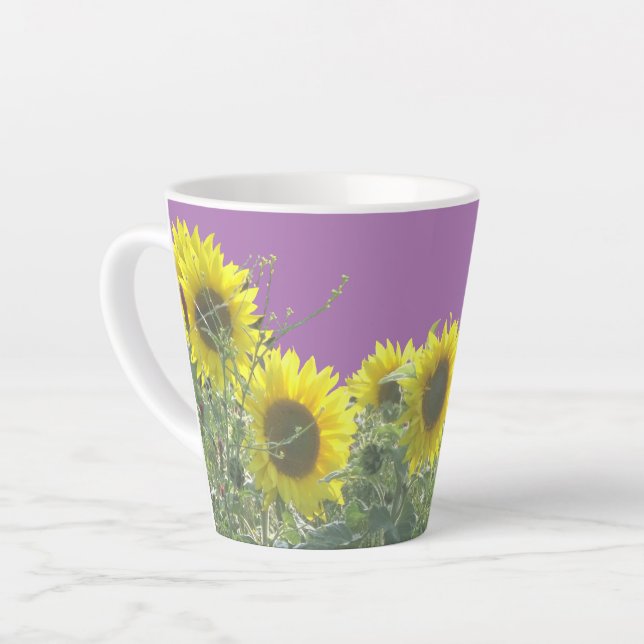 Sunflowers Cust. BC Lilac Latte Mug (Left Angle)