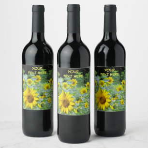 Sunflowers Cust. Text Food and Beverage Label Set
