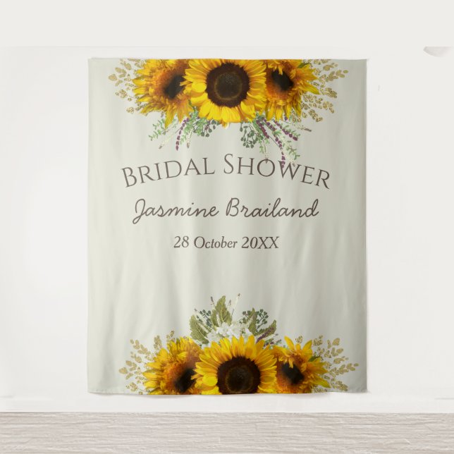 Sunflowers custom bridal shower tapestry (Front)
