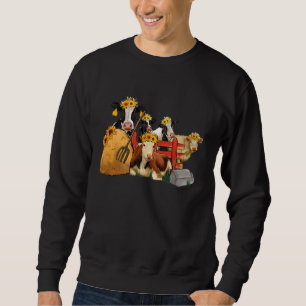 Sunflowers Dairy Cow Mom Heifer Farming Farm Anima Sweatshirt
