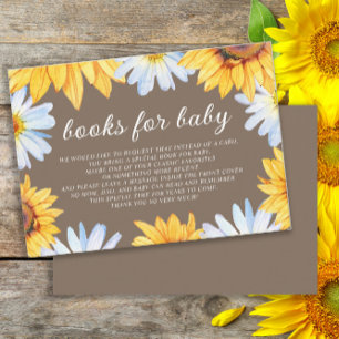 Sunflowers Daisies Baby Shower Book Enclosure Card