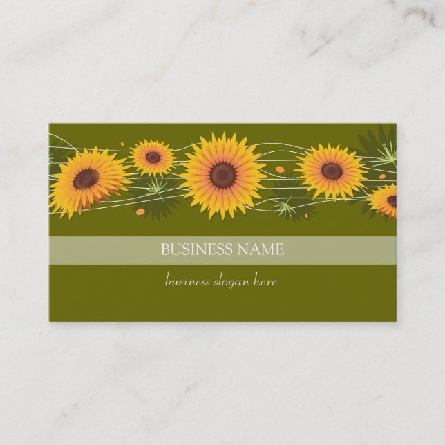 Sunflowers Dark Background Business Card (Front)