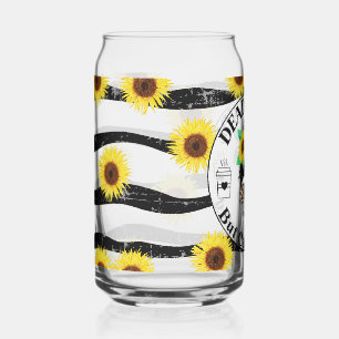 Sunflowers Dead Inside But Caffeinated Can Glass