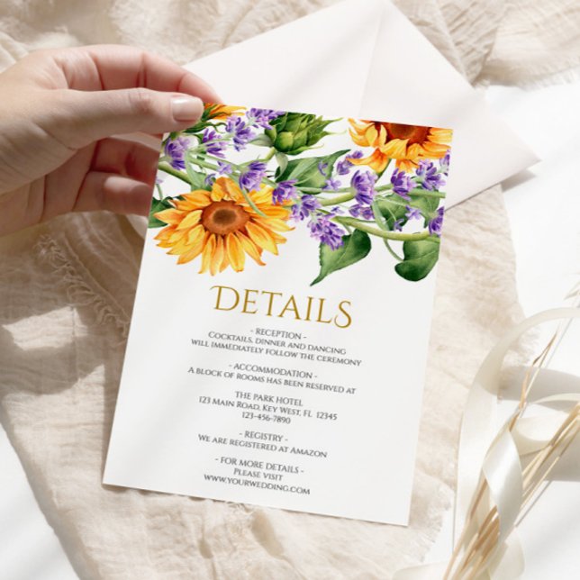 Sunflowers Détails du Mariage Carte de boîtier (Créateur téléchargé)