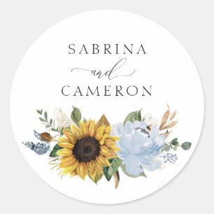 Sunflowers Dusty Blue Floral Elegant Envelope Seal