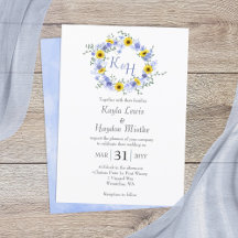 Sunflowers Dusty Blue Roses Wedding Wreath