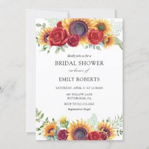 Sunflowers et Rose invitation à la douche nuptiale