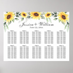 Sunflowers Eucalyptus 10 Tables SEATING CHART