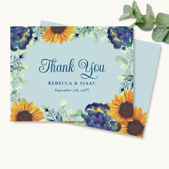 Sunflowers Eucalyptus Blue Floral Wedding Invite (Creator Uploaded)