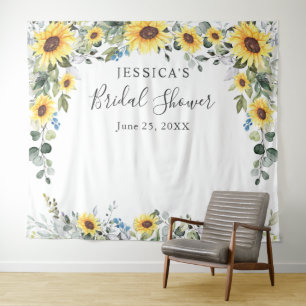 Sunflowers Eucalyptus Bridal Shower Photo Backdrop Tapestry