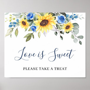 Sunflowers Eucalyptus Love is Sweet Wedding Sign