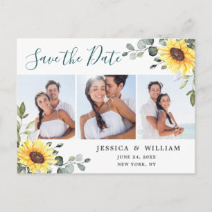 Sunflowers Eucalyptus PHOTO Wedding Save the Date Announcement Postcard