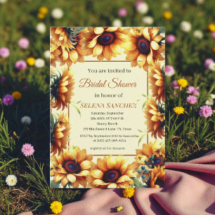 Sunflowers Eucalyptus Rustic Floral Bridal Shower Invitation