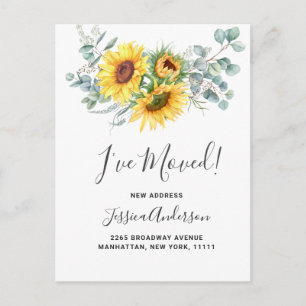 Sunflowers Eucalyptus Rustic Moving Announcement Postcard