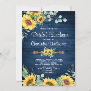 Sunflowers Eucalyptus Watercolor Bridal Luncheon Invitation