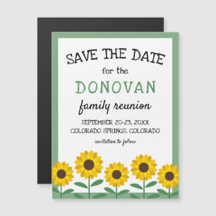 Sunflowers Family Reunion Save the Date Magnetic Invitation