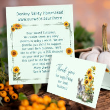 Sunflowers Farmers Market Folded Customer Thanks