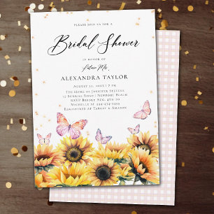 Sunflowers Field Butterflies Rustic Bridal Shower Invitation