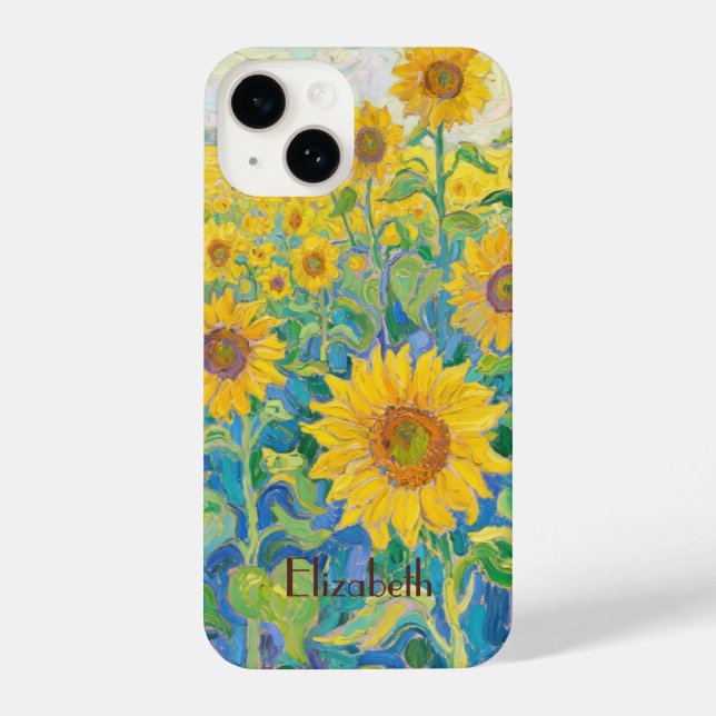 Sunflowers Field Red Orange Yellow Blue Van Gogh iPhone Case (Back)