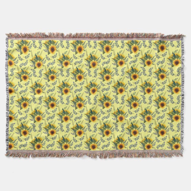 Sunflowers Floral  Throw Blanket (Front)