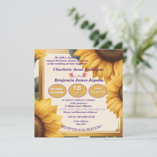 Sunflowers floral wedding invitation
