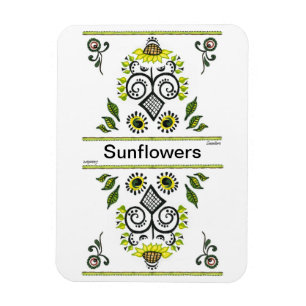 Sunflowers Folk Pattern by Alexandra Cook Magnet