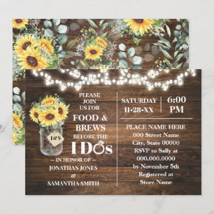 Sunflowers Food & Brews Before I do Couples Shower Invitation