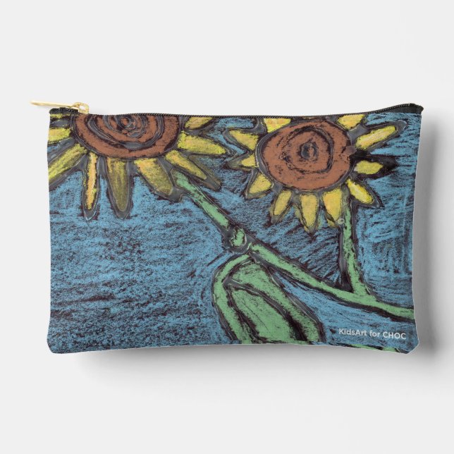 Sunflowers Forever - Kids Art for CHOC  Accessory Pouch (Front)