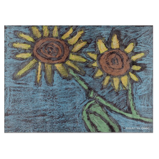 Sunflowers Forever - Kids Art for CHOC Cutting Board (Front)