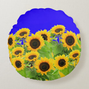 Sunflowers - Freedom Ukraine Peace Ukrainian Flag  Round Pillow