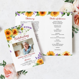 Sunflowers Funeral Program Order of Service