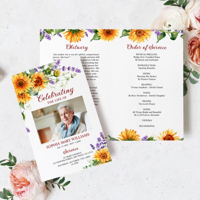 Sunflowers Funeral Program | Order of Service (Creator Uploaded)