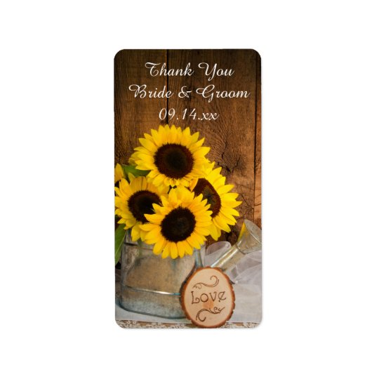 Sunflowers Garden Watering Can Wedding Thank You