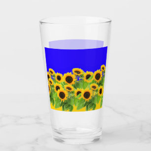 Sunflowers Glass Ukrainian Flag Colours