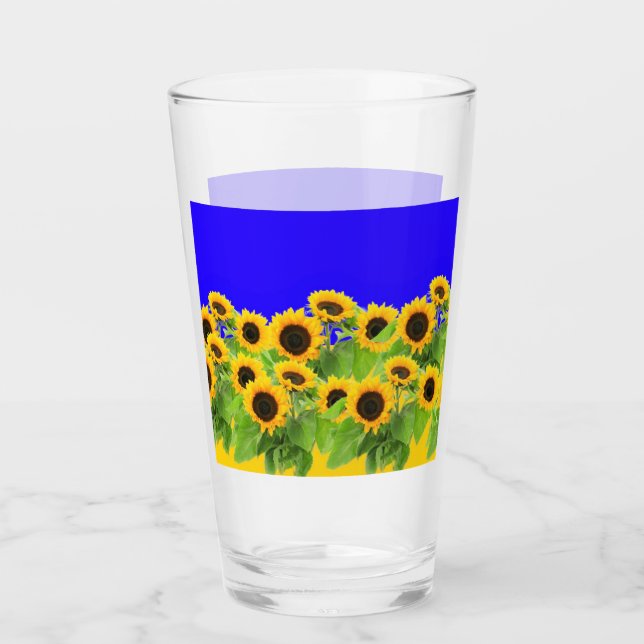 Sunflowers Glass Ukrainian Flag Colours (Front)