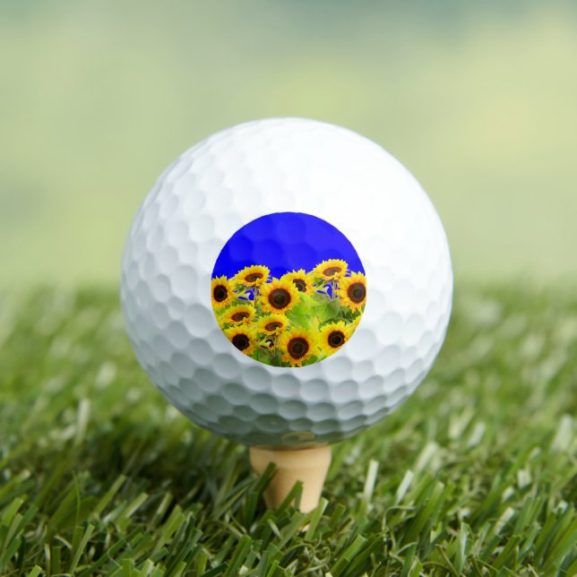 Sunflowers Golf Balls Ukraine Flag Colours (Insitu Tee)