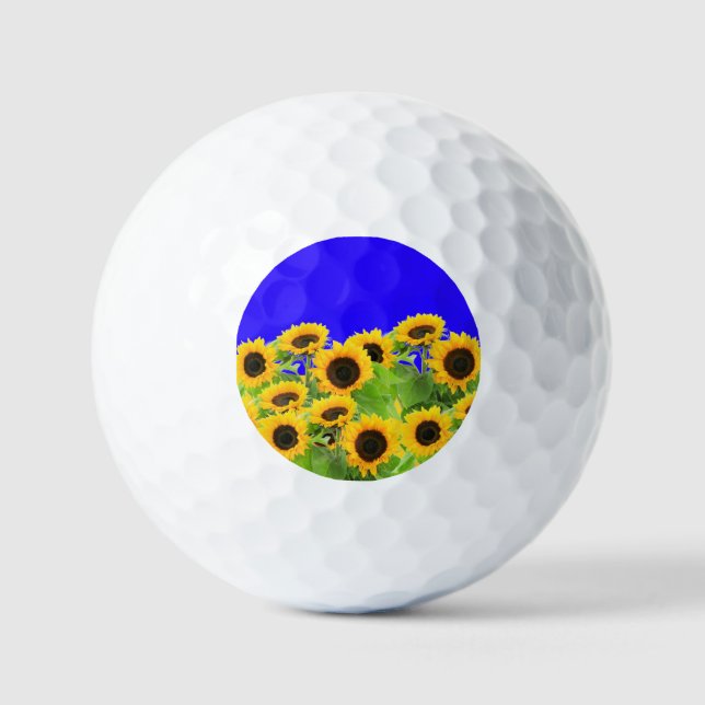 Sunflowers Golf Balls Ukrainian Flag Colours (Front)