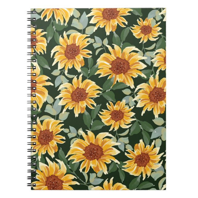 Sunflowers Green decor: Seasonal Pattern Notebook (Front)