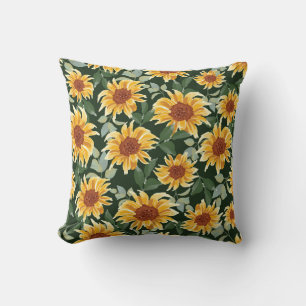 Sunflowers Green decor: Seasonal Pattern Throw Pillow