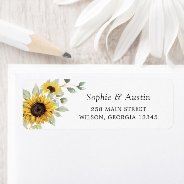 Sunflowers Green Elegant Adresse de retour (En situation)