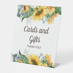 Sunflowers Green Leaves Birthday Party Cards Gifts Pedestal Sign