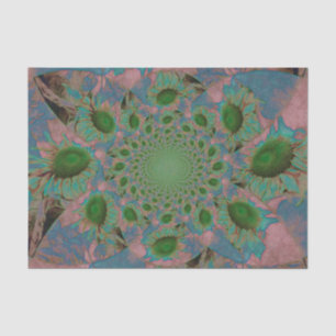 Sunflowers Green Pink Blue Abstract Art Decoupage Tissue Paper