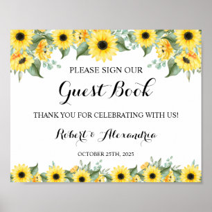Sunflowers Greenery Sign our Guest Book Wedding